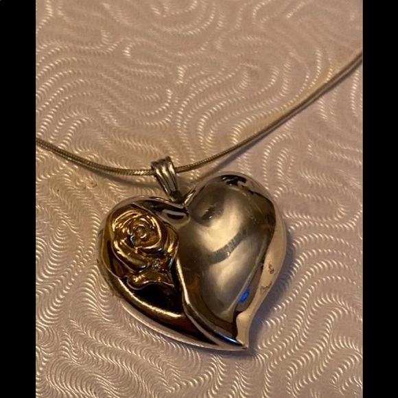 Vintage Gorham Sterling Silver Puffy Heart Pendant & Italy 925 16” Necklace - Picture 4 of 7